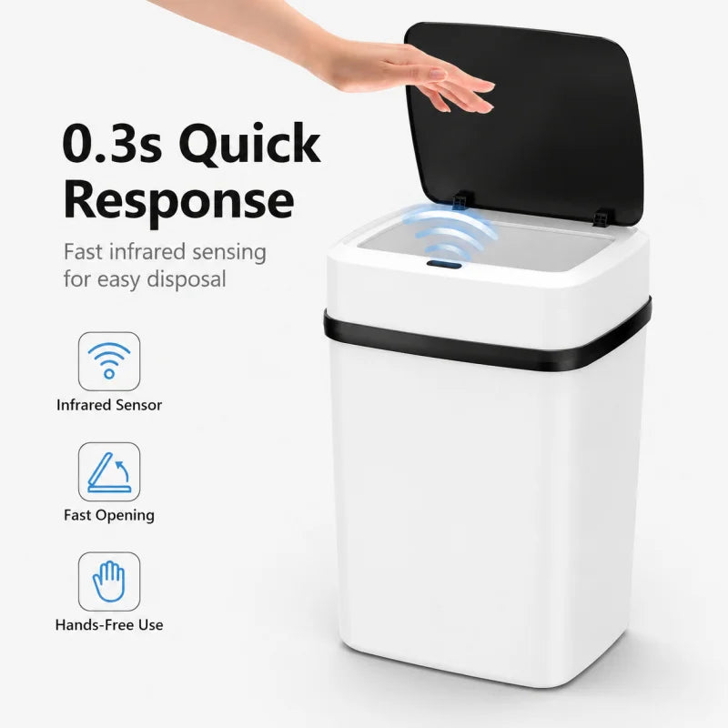 Household Gift 13L Automatic Smart Trash Can Waterproof Motion Sensor Touchless Waste Bin For Kitchen Bathroom Toilet