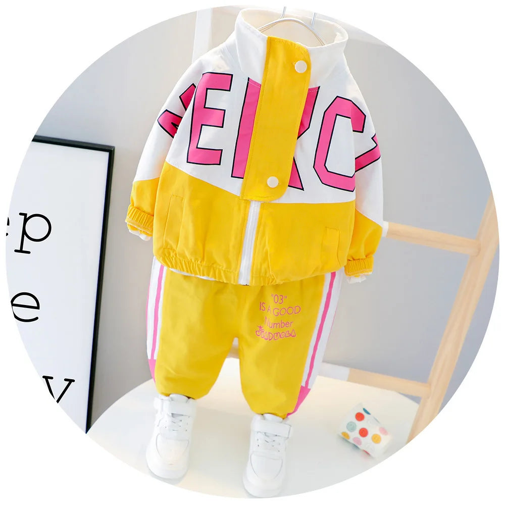 Fashion Children Boys Girls Clothing Suit Spring Autumn Baby Cotton Jacket Pants 2Pcs/Sets Infant Casual Outfits Kids Tracksuits