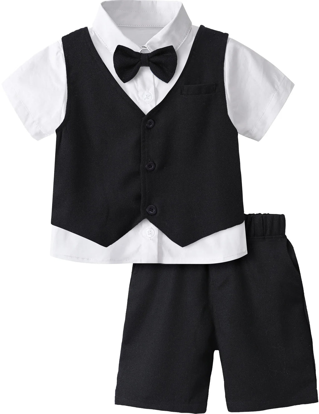 Baby Boy Clothes Toddler Wedding Suit Set Kids Birthday Party Outfit Gemtleman Formal Short Sleeve Cotton Clothing Set 3PCS