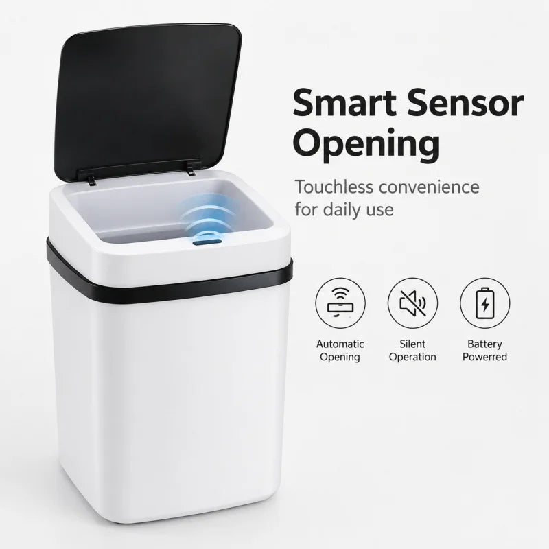 Household Gift 13L Automatic Smart Trash Can Waterproof Motion Sensor Touchless Waste Bin For Kitchen Bathroom Toilet