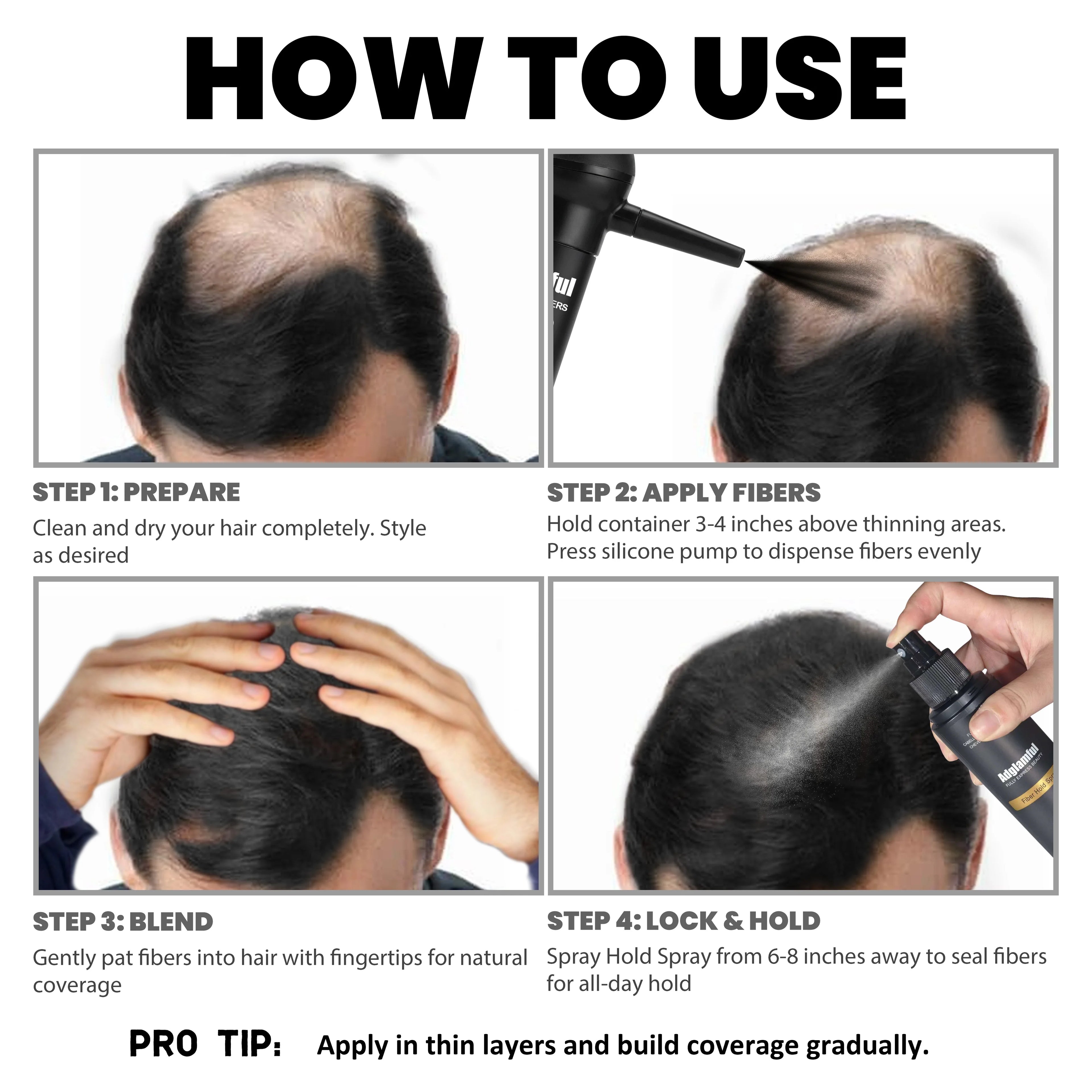 2 in 1 Hair Thickening Fibers 15g + Hold Spray 120ml Natural Coverage Hair Loss Beauty Products