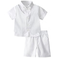 Baby Boy Clothes Toddler Wedding Suit Set Kids Birthday Party Outfit Gemtleman Formal Short Sleeve Cotton Clothing Set 3PCS