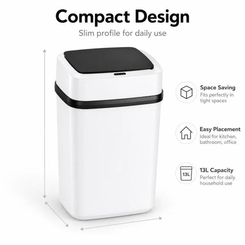 Household Gift 13L Automatic Smart Trash Can Waterproof Motion Sensor Touchless Waste Bin For Kitchen Bathroom Toilet