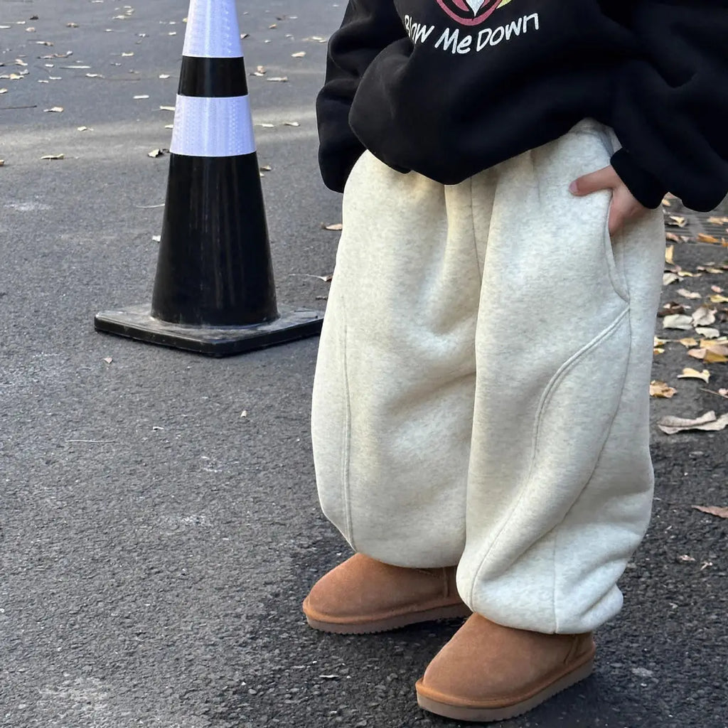 Children's Clothing Boys and Children's Korean Casual Loose Letter Printing Fleece and Thickened Thermal Sweatpants