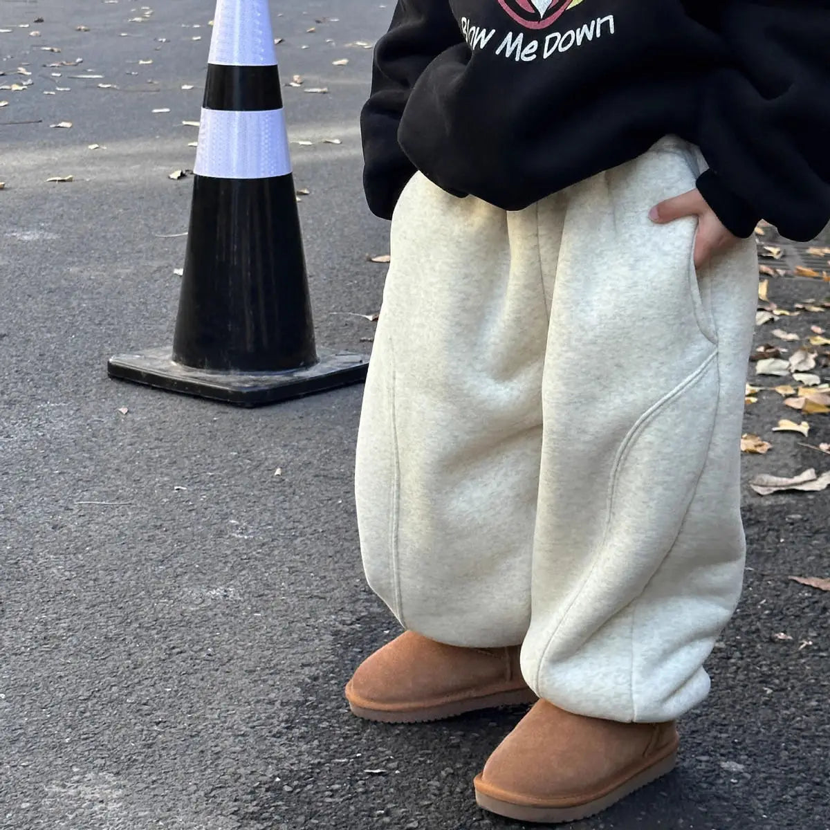 Children's Clothing Boys and Children's Korean Casual Loose Letter Printing Fleece and Thickened Thermal Sweatpants