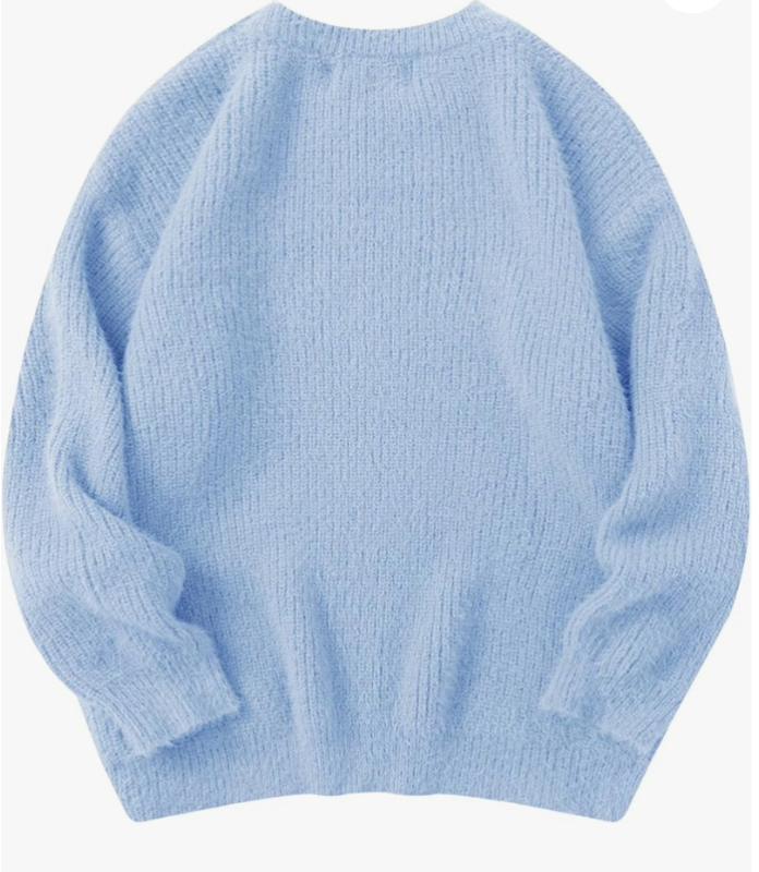 Oversized Sweaters Mohair Furry Sweater Crewneck Knit Casual Soft Pullover 2025 Trendy Outfits